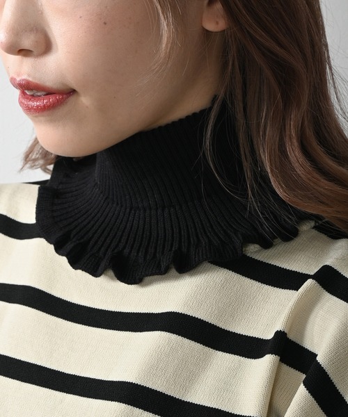 Felt-Maglietta(フェルトマリエッタ)の「ハイネックニット付け襟(ネックウォーマー/スヌード・レディース・ラベンダー/ベージュ/ホワイト/ピンク/ブラック・FREE)」の10枚目の写真