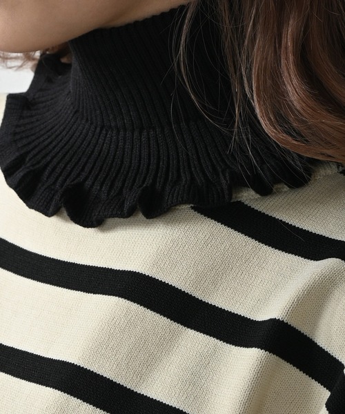 Felt-Maglietta(フェルトマリエッタ)の「ハイネックニット付け襟(ネックウォーマー/スヌード・レディース・ラベンダー/ベージュ/ホワイト/ピンク/ブラック・FREE)」の11枚目の写真