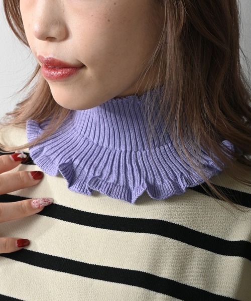 Felt-Maglietta(フェルトマリエッタ)の「ハイネックニット付け襟(ネックウォーマー/スヌード・レディース・ラベンダー/ベージュ/ホワイト/ピンク/ブラック・FREE)」の13枚目の写真