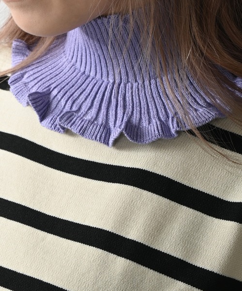 Felt-Maglietta(フェルトマリエッタ)の「ハイネックニット付け襟(ネックウォーマー/スヌード・レディース・ラベンダー/ベージュ/ホワイト/ピンク/ブラック・FREE)」の14枚目の写真