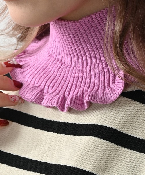 Felt-Maglietta(フェルトマリエッタ)の「ハイネックニット付け襟(ネックウォーマー/スヌード・レディース・ラベンダー/ベージュ/ホワイト/ピンク/ブラック・FREE)」の15枚目の写真