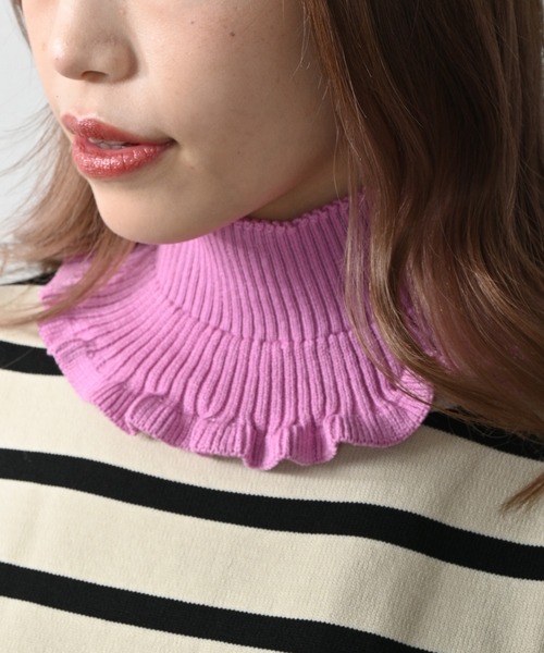 Felt-Maglietta(フェルトマリエッタ)の「ハイネックニット付け襟(ネックウォーマー/スヌード・レディース・ラベンダー/ベージュ/ホワイト/ピンク/ブラック・FREE)」の16枚目の写真