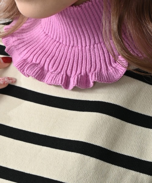Felt-Maglietta(フェルトマリエッタ)の「ハイネックニット付け襟(ネックウォーマー/スヌード・レディース・ラベンダー/ベージュ/ホワイト/ピンク/ブラック・FREE)」の17枚目の写真