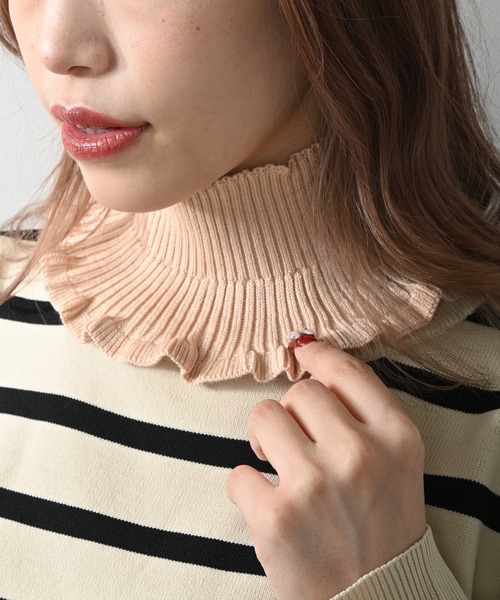 Felt-Maglietta(フェルトマリエッタ)の「ハイネックニット付け襟(ネックウォーマー/スヌード・レディース・ラベンダー/ベージュ/ホワイト/ピンク/ブラック・FREE)」の18枚目の写真