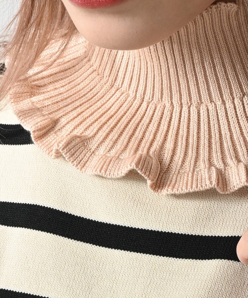 Felt-Maglietta(フェルトマリエッタ)の「ハイネックニット付け襟(ネックウォーマー/スヌード・レディース・ラベンダー/ベージュ/ホワイト/ピンク/ブラック・FREE)」の19枚目の写真