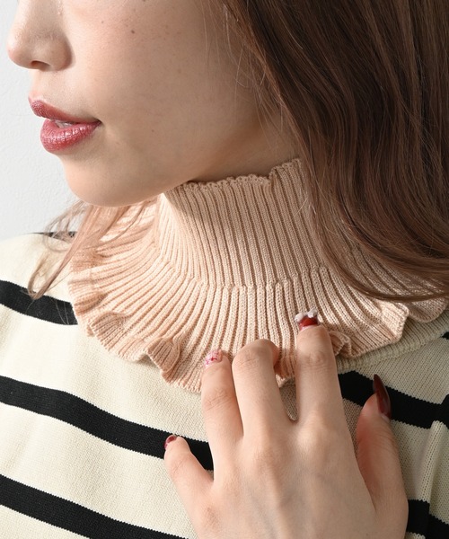 Felt-Maglietta(フェルトマリエッタ)の「ハイネックニット付け襟(ネックウォーマー/スヌード・レディース・ラベンダー/ベージュ/ホワイト/ピンク/ブラック・FREE)」の20枚目の写真