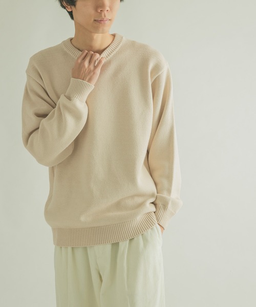FORK&SPOON（フォークアンドスプーン）の「FORK&SPOON　天竺クルーネックニットプルオーバー（ニット/セーター・メンズ・ブラウン/アイボリー・4/5）」の7枚目の写真