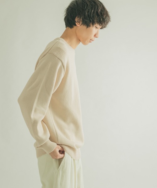 FORK&SPOON（フォークアンドスプーン）の「FORK&SPOON　天竺クルーネックニットプルオーバー（ニット/セーター・メンズ・ブラウン/アイボリー・4/5）」の10枚目の写真