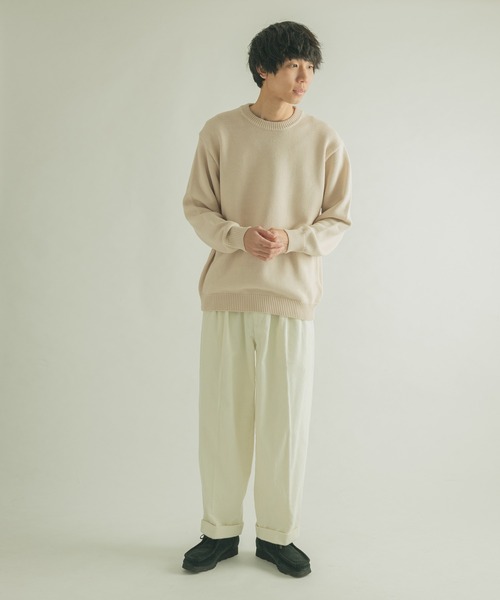 FORK&SPOON（フォークアンドスプーン）の「FORK&SPOON　天竺クルーネックニットプルオーバー（ニット/セーター・メンズ・ブラウン/アイボリー・4/5）」の11枚目の写真