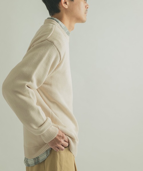 FORK&SPOON（フォークアンドスプーン）の「FORK&SPOON　天竺クルーネックニットプルオーバー（ニット/セーター・メンズ・ブラウン/アイボリー・4/5）」の12枚目の写真
