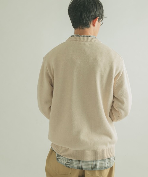 FORK&SPOON（フォークアンドスプーン）の「FORK&SPOON　天竺クルーネックニットプルオーバー（ニット/セーター・メンズ・ブラウン/アイボリー・4/5）」の13枚目の写真