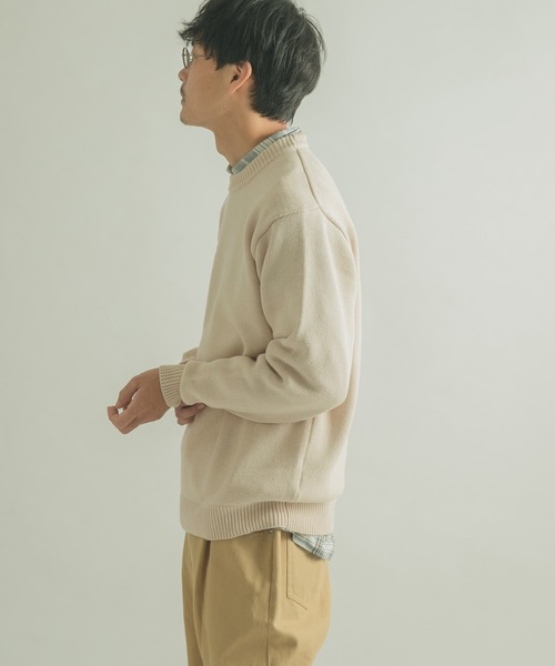FORK&SPOON（フォークアンドスプーン）の「FORK&SPOON　天竺クルーネックニットプルオーバー（ニット/セーター・メンズ・ブラウン/アイボリー・4/5）」の14枚目の写真