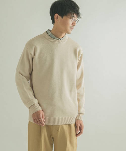 FORK&SPOON（フォークアンドスプーン）の「FORK&SPOON　天竺クルーネックニットプルオーバー（ニット/セーター・メンズ・ブラウン/アイボリー・4/5）」の15枚目の写真