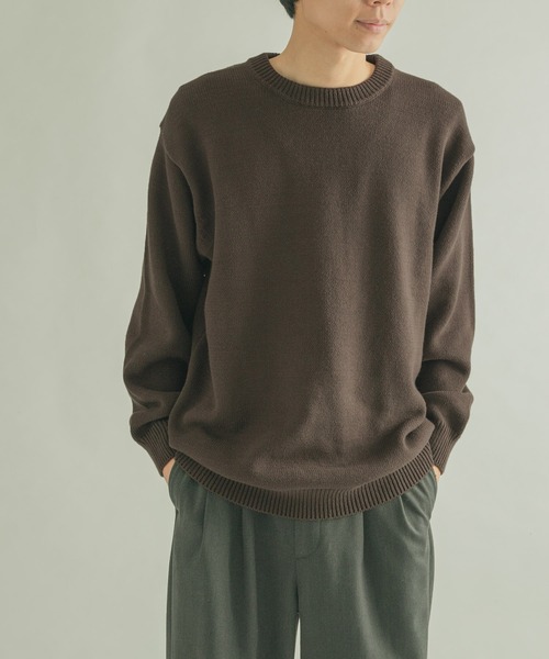 FORK&SPOON（フォークアンドスプーン）の「FORK&SPOON　天竺クルーネックニットプルオーバー（ニット/セーター・メンズ・ブラウン/アイボリー・4/5）」の18枚目の写真