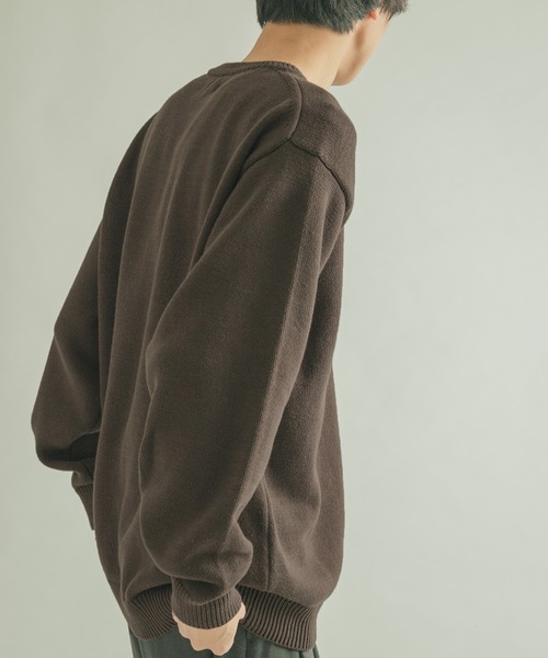 FORK&SPOON（フォークアンドスプーン）の「FORK&SPOON　天竺クルーネックニットプルオーバー（ニット/セーター・メンズ・ブラウン/アイボリー・4/5）」の3枚目の写真