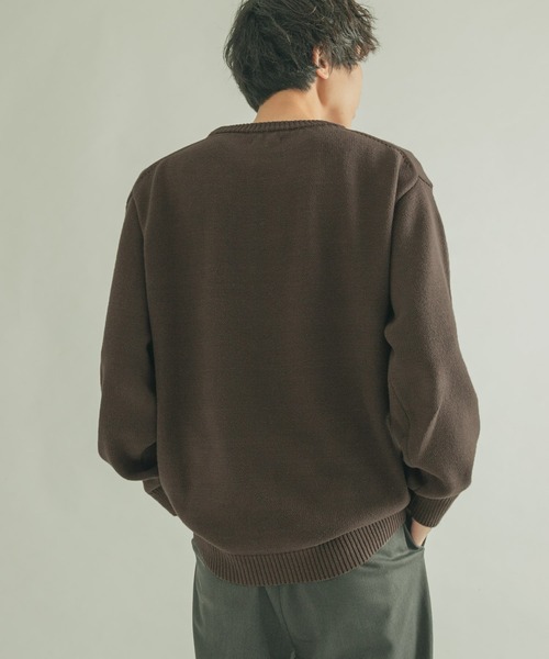FORK&SPOON（フォークアンドスプーン）の「FORK&SPOON　天竺クルーネックニットプルオーバー（ニット/セーター・メンズ・ブラウン/アイボリー・4/5）」の4枚目の写真