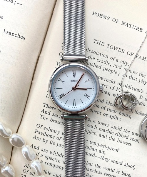 Three Four Time（ｽﾘｰﾌｫｰﾀｲﾑ）の「5気圧防水メッシュウォッチ　/　時計（アナログ腕時計・レディース・ピンク/シルバー・FREE）」の2枚目の写真