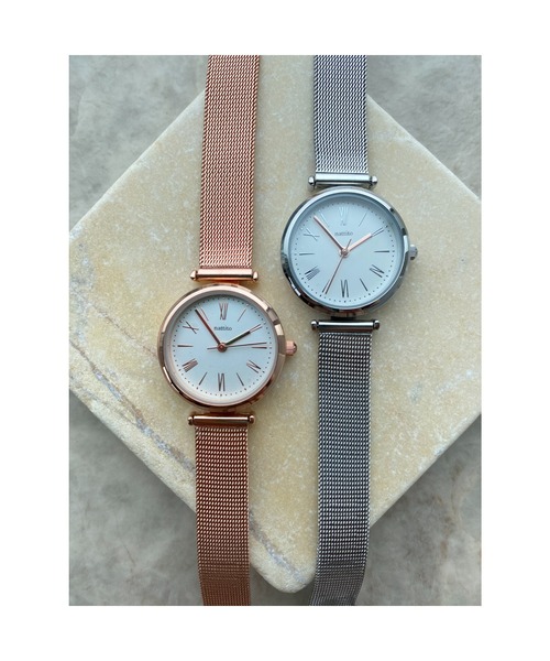 Three Four Time（ｽﾘｰﾌｫｰﾀｲﾑ）の「5気圧防水メッシュウォッチ　/　時計（アナログ腕時計・レディース・ピンク/シルバー・FREE）」の9枚目の写真