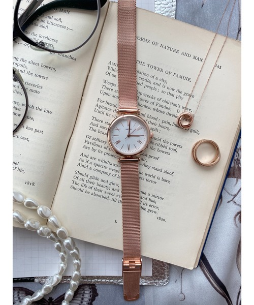 Three Four Time（ｽﾘｰﾌｫｰﾀｲﾑ）の「5気圧防水メッシュウォッチ　/　時計（アナログ腕時計・レディース・ピンク/シルバー・FREE）」の7枚目の写真