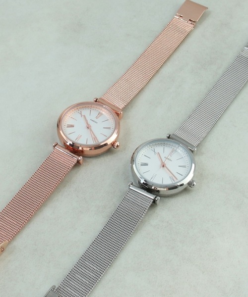 Three Four Time（ｽﾘｰﾌｫｰﾀｲﾑ）の「5気圧防水メッシュウォッチ　/　時計（アナログ腕時計・レディース・ピンク/シルバー・FREE）」の18枚目の写真