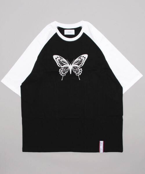 Chica（チカ）の「chica/チカ/パピヨンTシャツ（Tシャツ/カットソー・レディース・ブラック/ホワイト・2/1）」の2枚目の写真