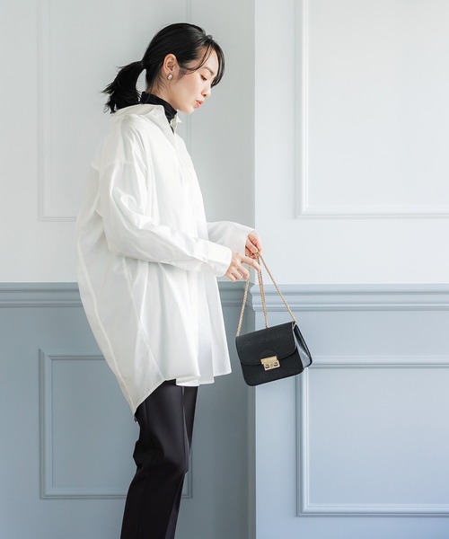 coca（coca）（コカ）の「綿ブロードオーバーシャツ（シャツ/ブラウス・レディース・ベージュ/ホワイト/ブルー・M/L）」の11枚目の写真