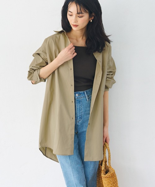 coca（coca）（コカ）の「綿ブロードオーバーシャツ（シャツ/ブラウス・レディース・ベージュ/ホワイト/ブルー・M/L）」の16枚目の写真