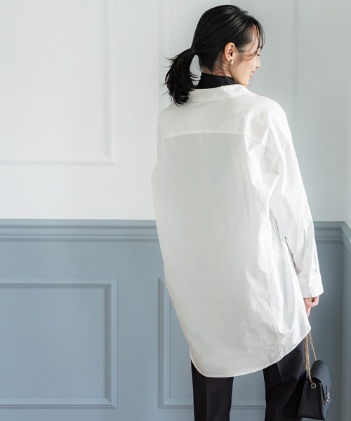 coca（coca）（コカ）の「綿ブロードオーバーシャツ（シャツ/ブラウス・レディース・ベージュ/ホワイト/ブルー・M/L）」の9枚目の写真