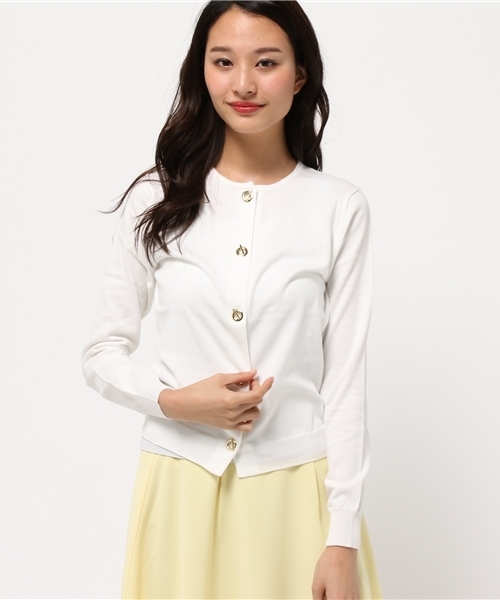 NATURAL BEAUTY BASIC（ナチュラルビューティーベーシック）の「【Sweet4月号掲載】ハトメ釦コットンニットカーディガン（カーディガン/ボレロ・レディース・ホワイト系その他/オフホワイト/ブルー/ネイビー/ダークブルー・MEDIUM）」の2枚目の写真