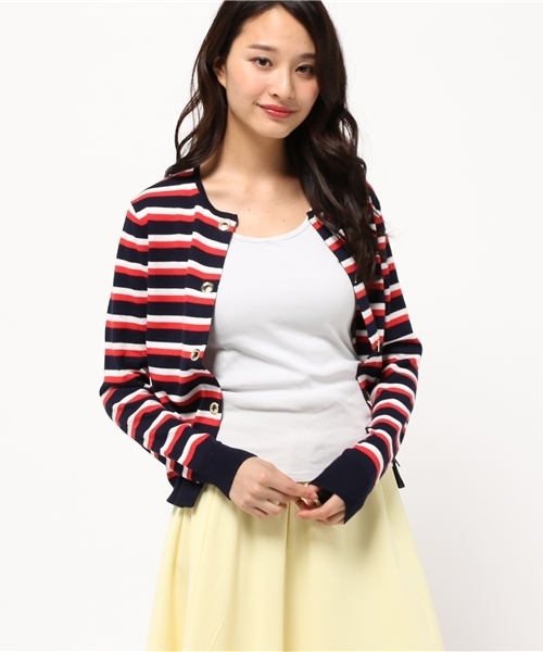 NATURAL BEAUTY BASIC（ナチュラルビューティーベーシック）の「【Sweet4月号掲載】ハトメ釦コットンニットカーディガン（カーディガン/ボレロ・レディース・ホワイト系その他/オフホワイト/ブルー/ネイビー/ダークブルー・MEDIUM）」の5枚目の写真