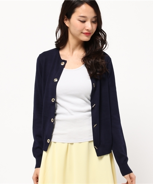 NATURAL BEAUTY BASIC（ナチュラルビューティーベーシック）の「【Sweet4月号掲載】ハトメ釦コットンニットカーディガン（カーディガン/ボレロ・レディース・ホワイト系その他/オフホワイト/ブルー/ネイビー/ダークブルー・MEDIUM）」の3枚目の写真