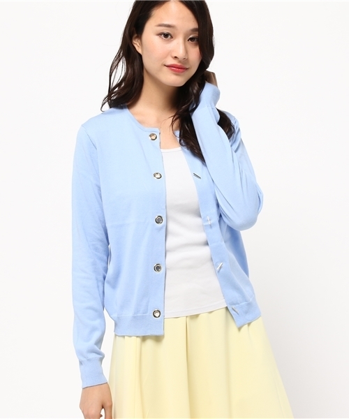NATURAL BEAUTY BASIC（ナチュラルビューティーベーシック）の「【Sweet4月号掲載】ハトメ釦コットンニットカーディガン（カーディガン/ボレロ・レディース・ホワイト系その他/オフホワイト/ブルー/ネイビー/ダークブルー・MEDIUM）」の4枚目の写真