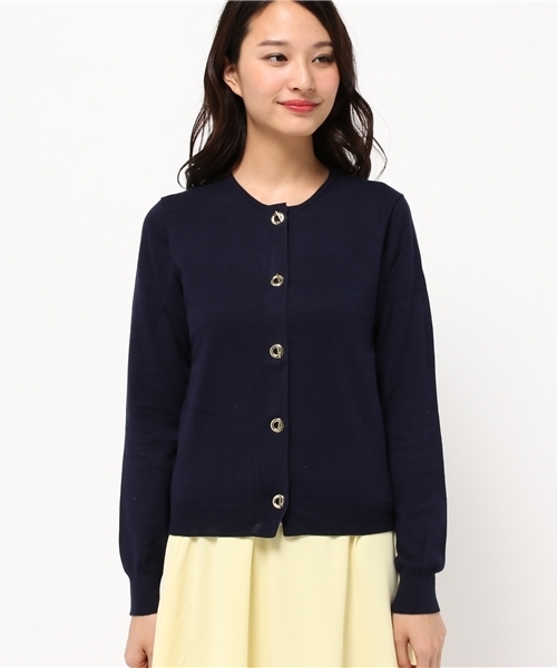 NATURAL BEAUTY BASIC（ナチュラルビューティーベーシック）の「【Sweet4月号掲載】ハトメ釦コットンニットカーディガン（カーディガン/ボレロ・レディース・ホワイト系その他/オフホワイト/ブルー/ネイビー/ダークブルー・MEDIUM）」の6枚目の写真