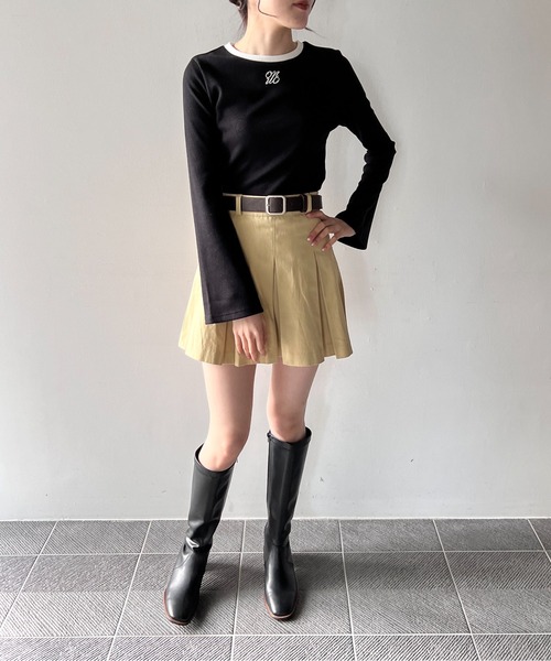 one way(ワンウェイ)の「ベルスリーブ配色テレコトップス(Tシャツ/カットソー・レディース・ホワイト/ブラック/ライトピンク・FREE)」の10枚目の写真
