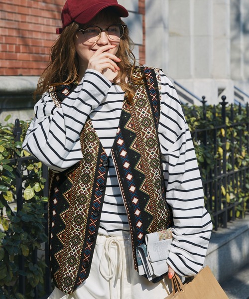 ヴィンテージライクジャガードクロスベスト（ベスト）｜MONO-MART