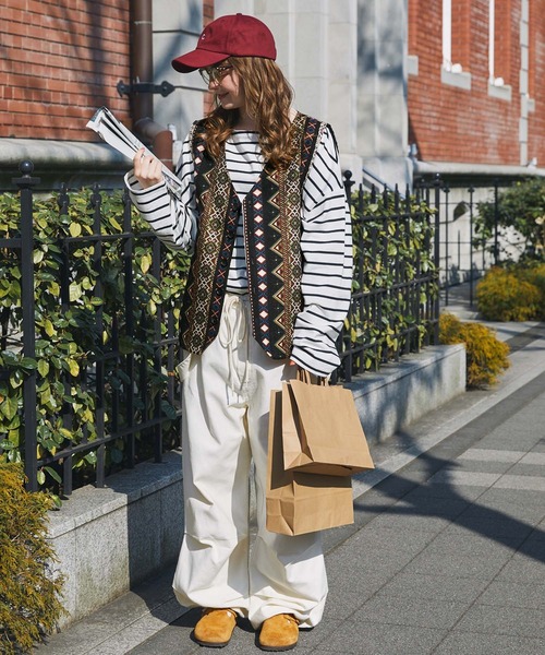 ヴィンテージライクジャガードクロスベスト MONO-MART LADY'S│MONO