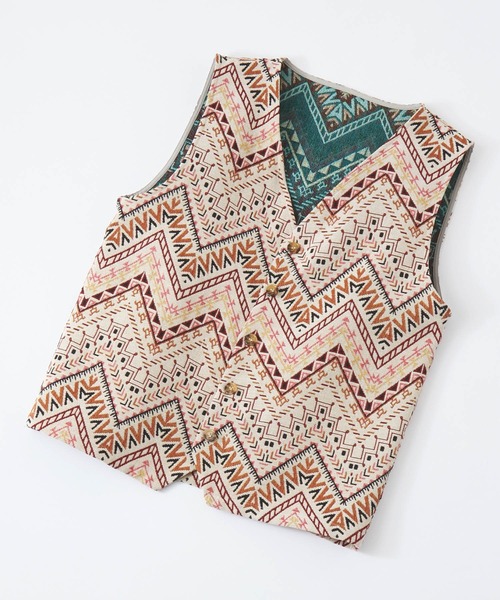 MONO-MART LADY'S（モノマートレディース）の「ヴィンテージライクジャガードクロスベスト（ベスト・レディース・ベージュ/アイボリー/ブラック・FREE）」の11枚目の写真
