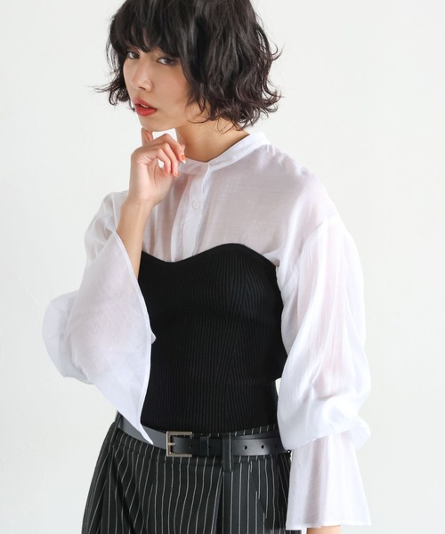 PAGEBOY(ページボーイ)の「リブコルセットビスチェ(ベスト・レディース・ブラック/オフホワイト/グレー・FREE)」の7枚目の写真