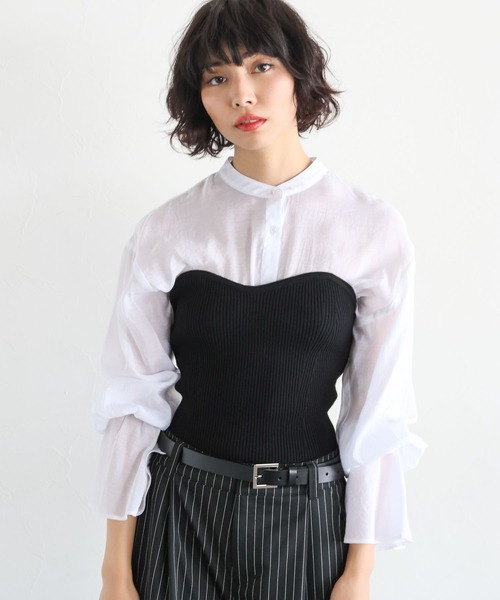 PAGEBOY(ページボーイ)の「リブコルセットビスチェ(ベスト・レディース・ブラック/オフホワイト/グレー・FREE)」の12枚目の写真