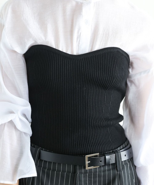 PAGEBOY(ページボーイ)の「リブコルセットビスチェ(ベスト・レディース・ブラック/オフホワイト/グレー・FREE)」の18枚目の写真