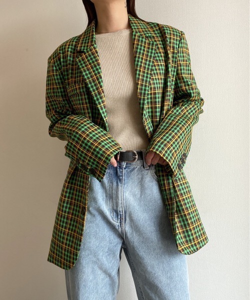 AMAIL（アマイル）の「Check kiwi ジャケット（テーラードジャケット・レディース・パープル/グリーン・FREE）」の17枚目の写真