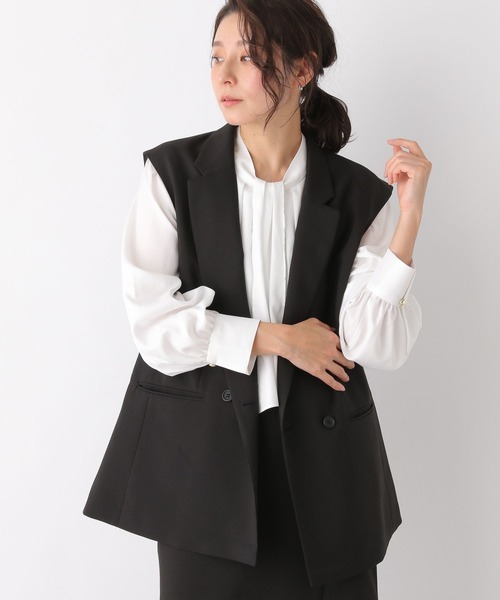 LEPSIM（レプシィム）の「キレイめダブルテーラードジレ　173172（その他アウター・レディース・ベージュ系その他/ブラック・FREE）」の12枚目の写真