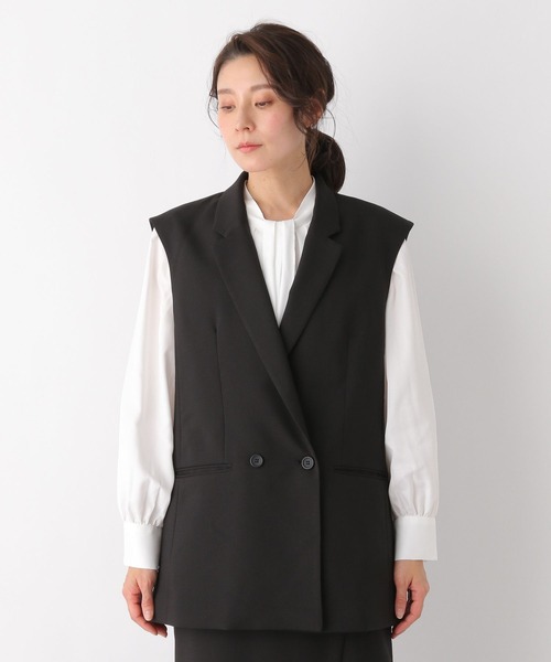 LEPSIM（レプシィム）の「キレイめダブルテーラードジレ　173172（その他アウター・レディース・ベージュ系その他/ブラック・FREE）」の8枚目の写真