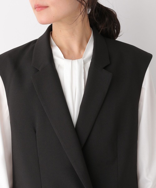 LEPSIM（レプシィム）の「キレイめダブルテーラードジレ　173172（その他アウター・レディース・ベージュ系その他/ブラック・FREE）」の4枚目の写真