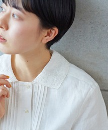 コードお花刺繍 半袖ブラウス