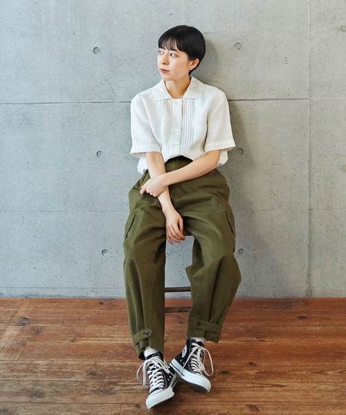 PAR ICI（パーリッシィ）の「コードお花刺繍 半袖ブラウス（シャツ/ブラウス・レディース・チェック/ホワイト/ネイビー・FREE）」の5枚目の写真