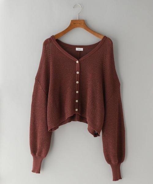 A part by（アパートバイ）の「メッシュVネックカーディガン（カーディガン/ボレロ・レディース・アイボリー/ブラック/ブラウン系その他2/グリーン系その他2・FREE）」の4枚目の写真