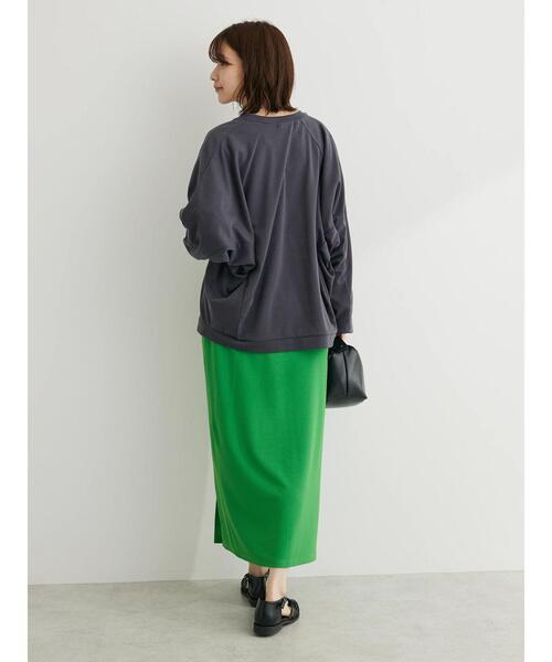 Green　Parks（グリーンパークス）の「カットジョーゼットIラインスカート（スカート・レディース・ブラック/グリーン/アイボリー・FREE）」の6枚目の写真