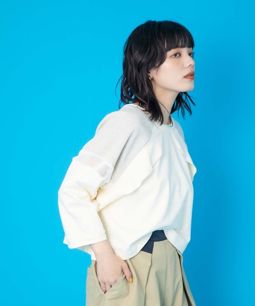 Eimee Law(エイミーロウ)の「ラグラン2WAYロゴトップス(Tシャツ/カットソー・レディース・アイボリー/ブラック・38)」の13枚目の写真