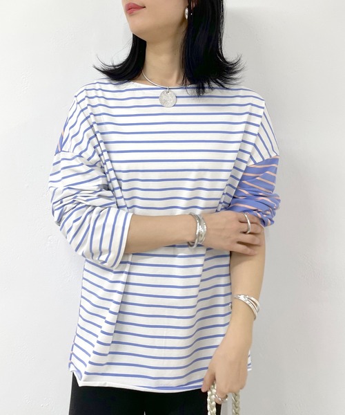 SHENERY（シーナリー）の「クレイジーパターンボーダーカットソー（Tシャツ/カットソー・レディース・グリーン/ブルー・FREE）」の13枚目の写真